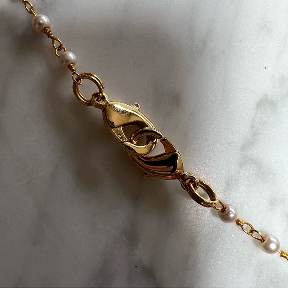 Gold Filled Faux Pearl 24” Rosary Necklace/Glasses Chain - Picture 3 of 6